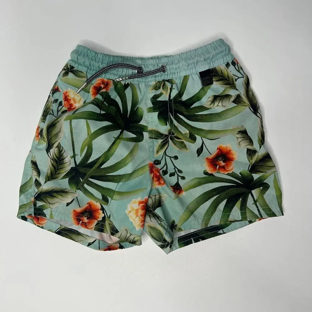 Agua Bendita Boys Tropical Print Swim trunks (kids size 4)